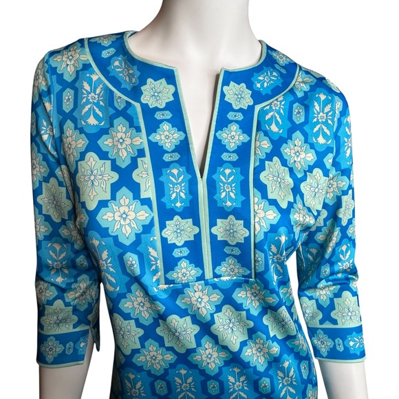 Gretchen Scott Split Neck Jersey Dress Haveli Turquoise XS - Picture 5 of 15